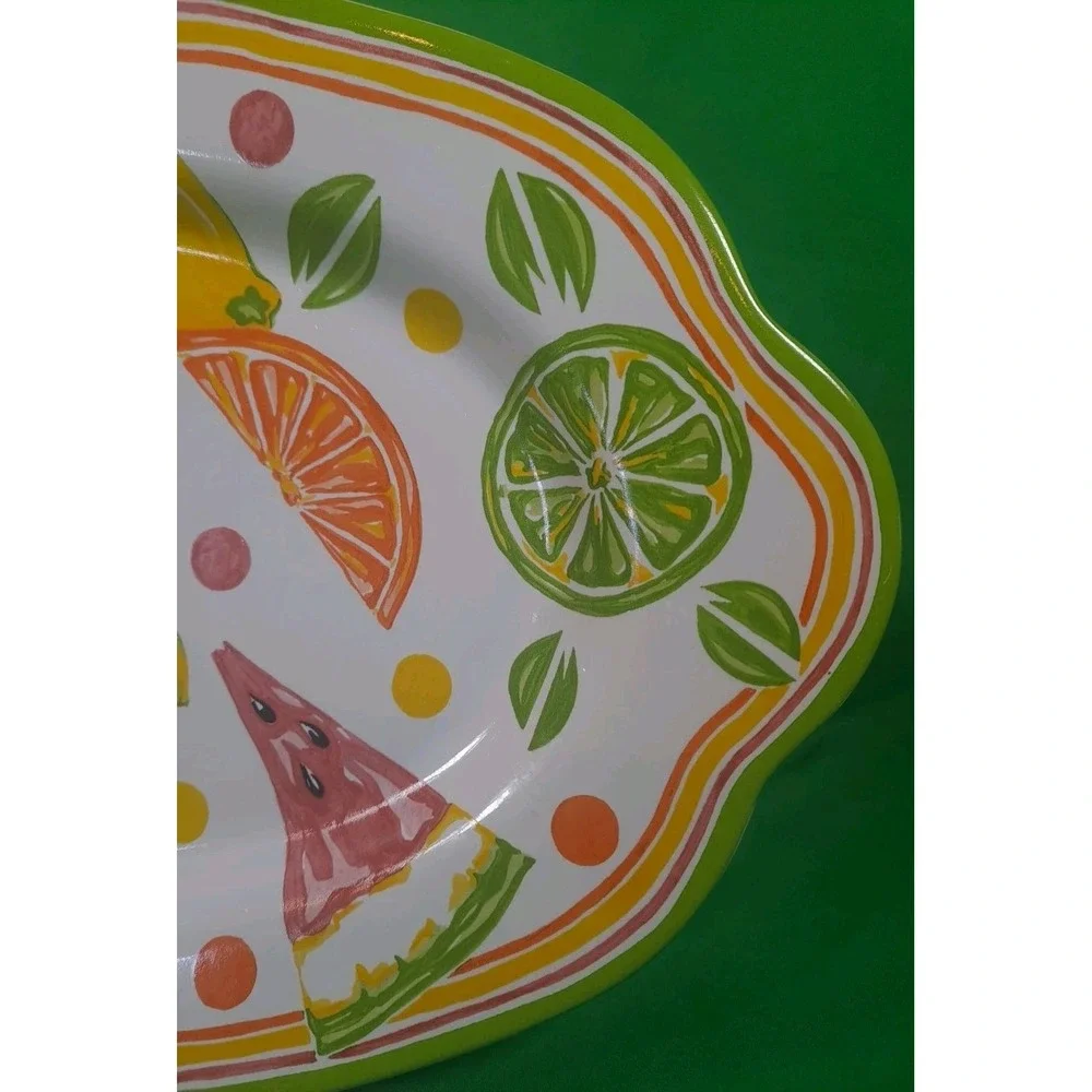 Partylite Ceramic Platter Summerfest Collection Lemons Limes Watermelon‎ Oranges